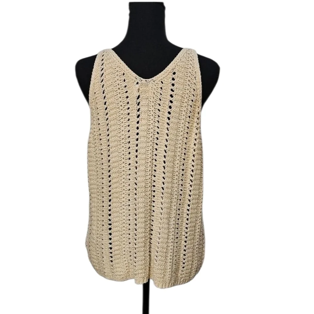Universal Thread Cream Open Knit Sweater 53% Acrylic 31% Cotton 16% Nylon Sz XL